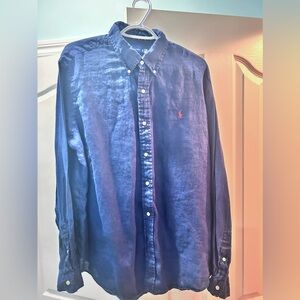Ralph Lauren Linen shirt men Size XL navy